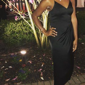 EXPRESS Black Silky Cocktail Slit Dress - SZ 6